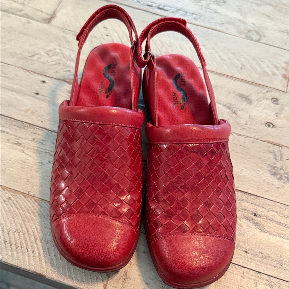 SoftWalk Red‎ Woven Leather Salina Comfort Shoes Sz 8 Coastal Cowboy Beach